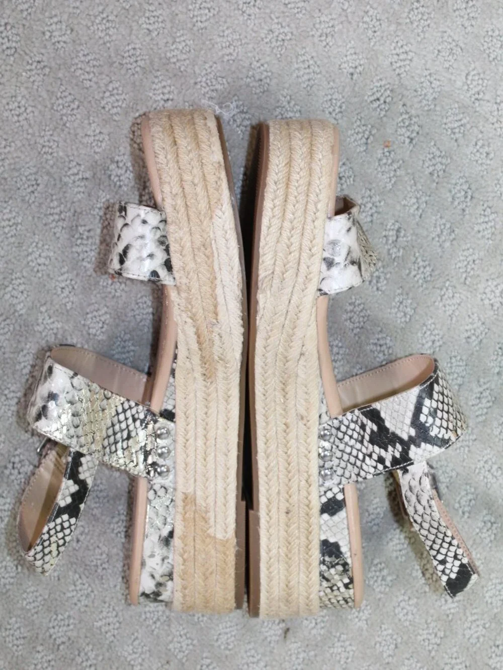 Steve Madden Fifer Size 9 Platform Snakeskin Print Espadrille Sandals